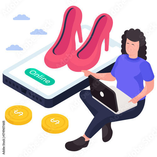 Modern design illustration of buy heels online 