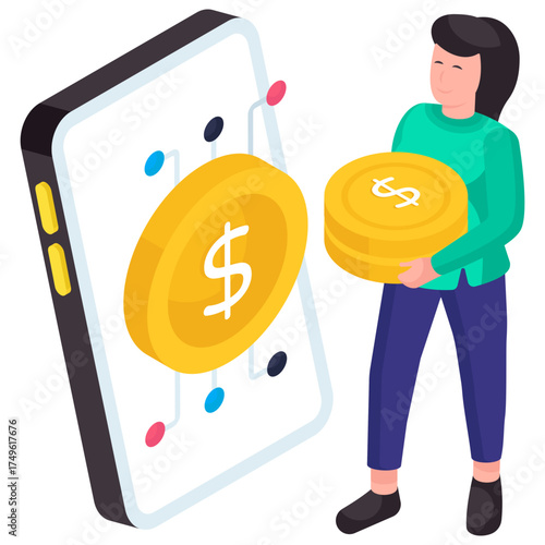 Modern design illustration of mobile money