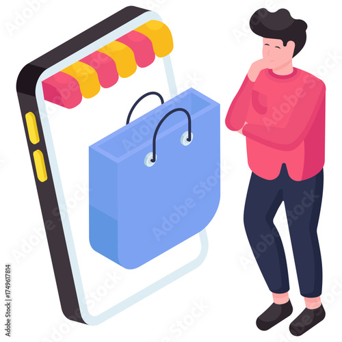 Modern design illustration of mobile shopping