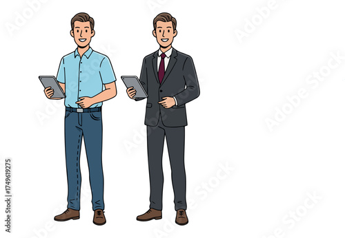 Casual and Formal Male Characters Vector