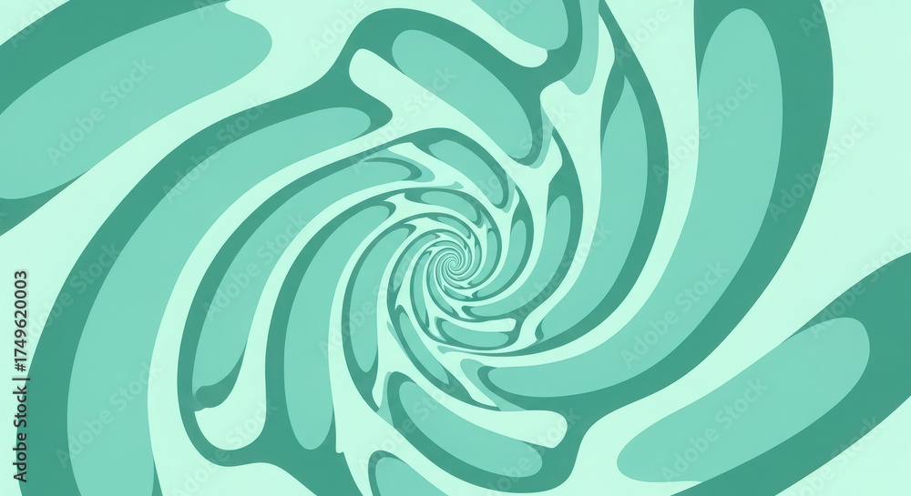 Fototapeta premium Abstract teal and mint green swirling spiral pattern background