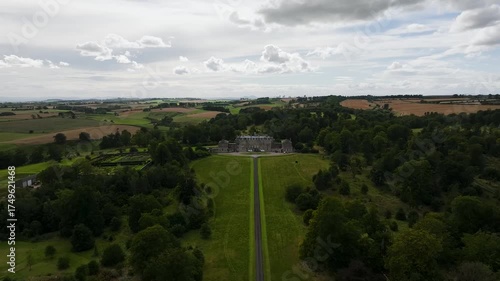Marchmont House from a drone, Marchmont Estate, Greenlaw, Berwickshire, Duns, Scotland, UK