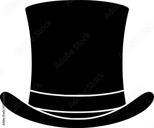 A black-and-white top hat against a white background in a straightforward and inconspicuous vector silhouette
