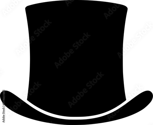 A black-and-white top hat against a white background in a straightforward and inconspicuous vector silhouette
