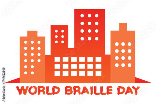 Accessible Cityscape Vector with Braille Window Buildings