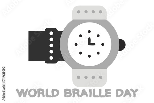 Braille Watch Vector on Wrist with Detailed Time Dots