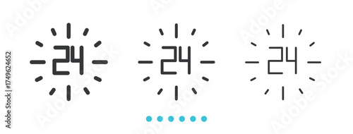 24 Hour Clock and Around Icon. Thin line icon vector