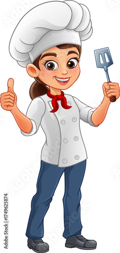 Cartoon chef woman characte...