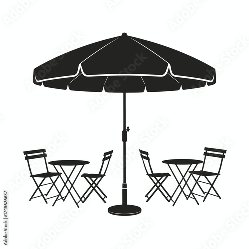 Trendy Café Umbrella Vector Silhouette