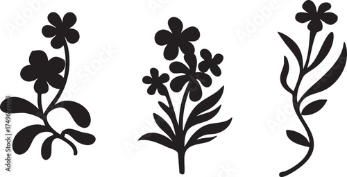 Floral vector graphics: flower silhouette designs for crafts and decoration eps