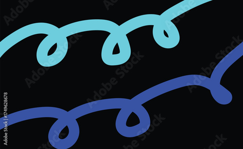 Vector art of two wavy lines in light blue and dark blue on a create a simple and eyecatching abstract design