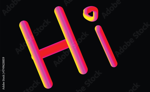 Vector art of the word hi is written in a colorful, 3d style on a, creating a playful and eyecatching design