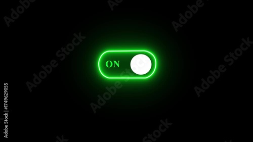  Turning on-off animation. power off / on button animation 4K video on the black background.
