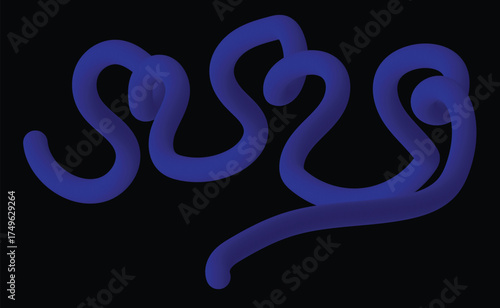 Vector art of abstract blue gradient fluid shape on black backdrop creates a visually striking and modern design element for various applications