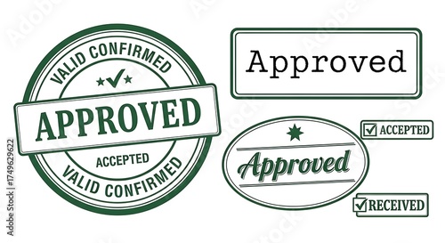 Approved Stamps - Valid, Confirmed, Accepted, and Received for Documents.