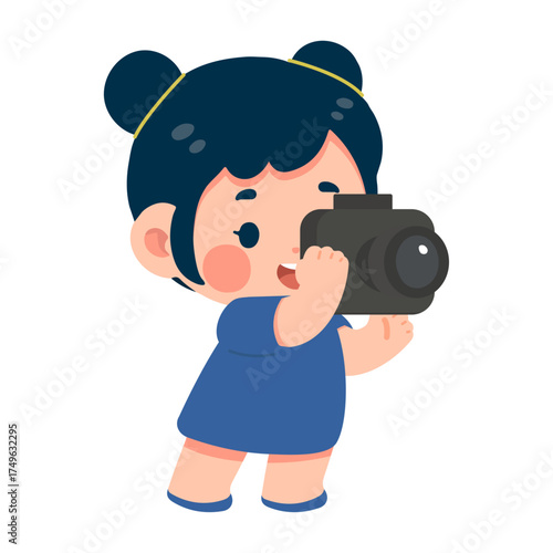 Illustration of Girl Taking a Photo