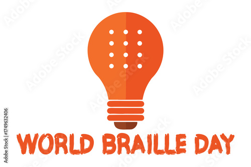 Braille Filament Light Bulb Vector with Glowing Concept