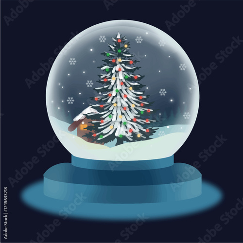 Christmas Tree in Snow Globe