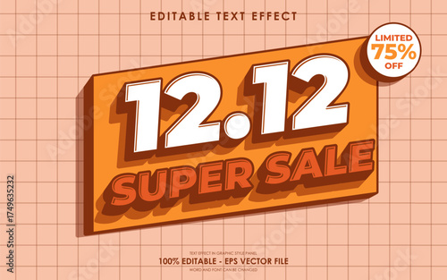 12 12 super sale Editable monthly event sale text effect