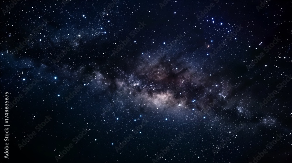 Fototapeta premium Deep night sky full of stars, cosmic galaxy background, minimalist celestial view.
