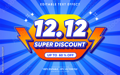 12 12 super discount Editable monthly event sale text effect