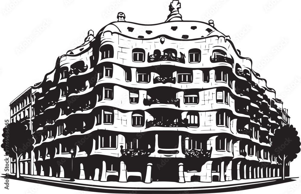 Casa Mila Silhouette Vector