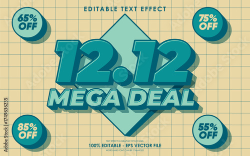 12 12 Mega Deal Editable monthly event sale text effect
