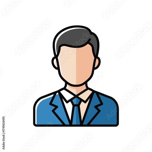 Professional Man Icon, Business Person Avatar, Male Silhouette, Corporate Identity
