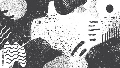 Trendy abstract defect shapes with dust particle and dust grain grunge texture background  