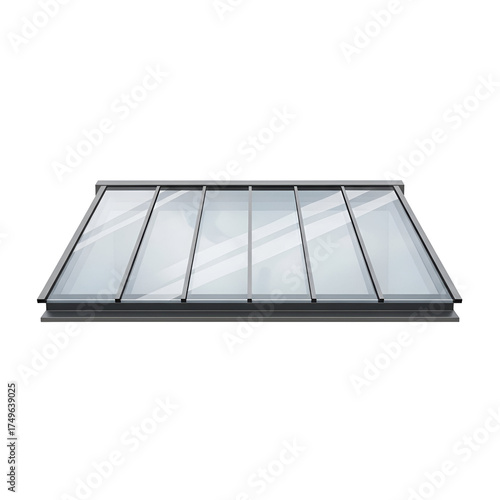 3d icon of modern glass roof lantern skylight isolated on transparent background