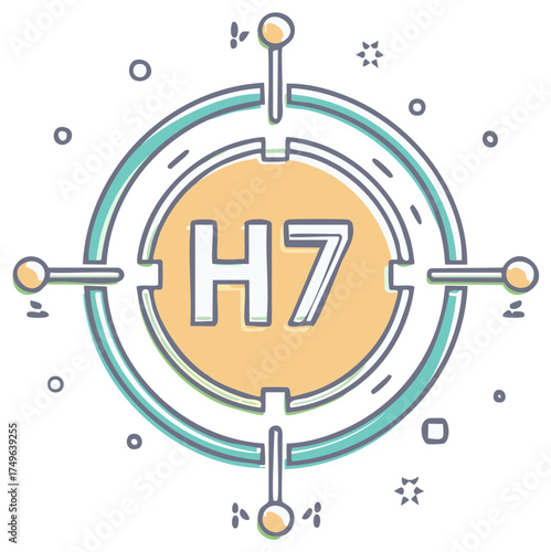 H7 Element Badge Icon in Color Outline Design Vector Illustration