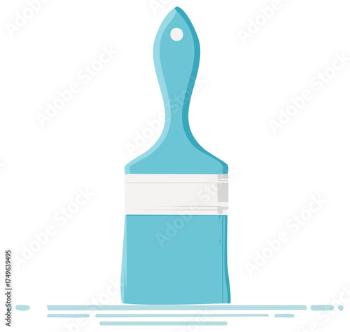 Blue paintbrush vector illustration for home improvement and renovation