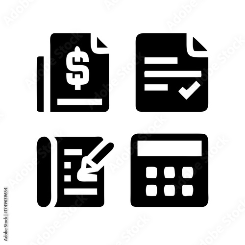 Financial statement icon with calculator and document