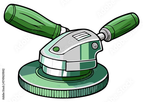 Green and Silver Dual Handled Power Rotary Sander Tool Ready for Carpentry Tasks and Home Improvement