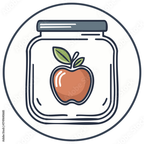 Jar with Apple and Leaves Icon