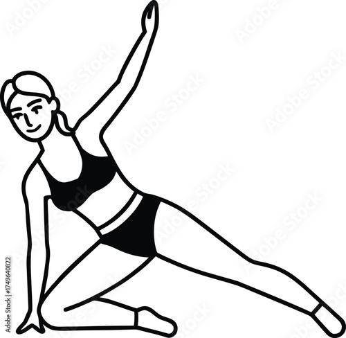 woman doing pilates outline vector.