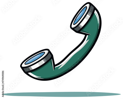 Classic green telephone receiver communication icon vector illustration
