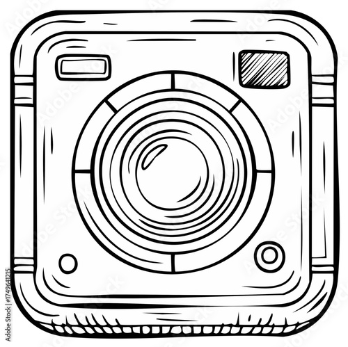Retro Camera Icon Line Art Old-Fashioned Instant Photography Classic Design