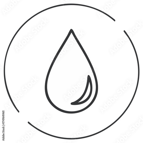 Minimalist Design of a Water Drop Icon with Circular Frame Indicates Liquid Purity
