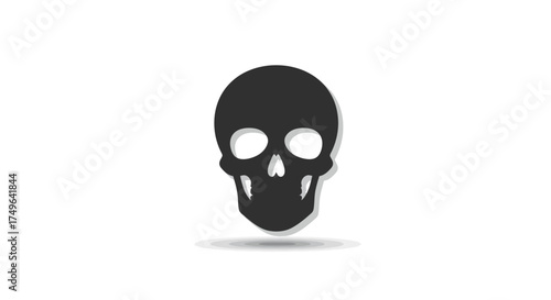 A clean, minimalist dark silhouette of a human skull, universally symbolizing danger, warning, mortality, and the macabre. Perfect for safety alerts, Halloween, or graphic design