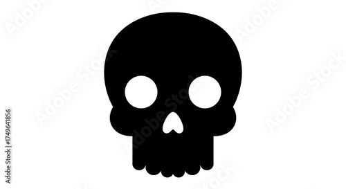 Simple black skull icon representing a universal symbol of danger, poison, or mortality. Flat vector graphic for warnings and Halloween