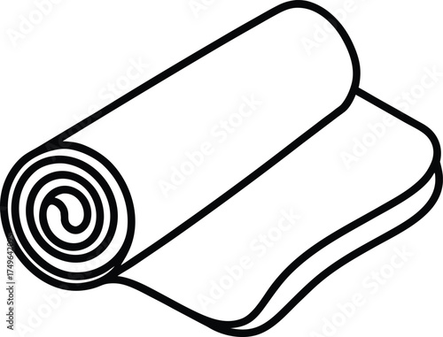 yoga mat rolled up minimal outline.