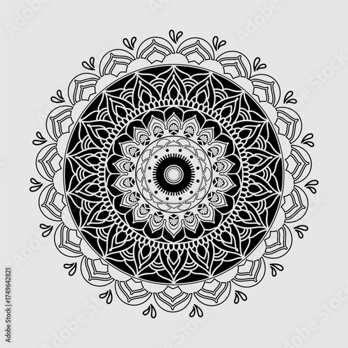 A decorative flower mandala with elegant circular ornaments and traditional design style. Suitable for invitation backgrounds, textile prints, and meditation visuals.