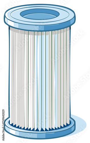 Cartridge filter element with pleats illustration, water purification part.