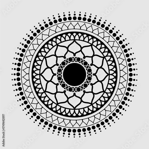 Modern geometric mandala vector featuring circular symmetry and abstract patterns. Ideal for background design, meditation posters, and digital art prints.