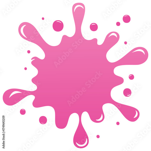 Vibrant Pink Abstract Liquid Splash Splatter Dripping Element Illustration