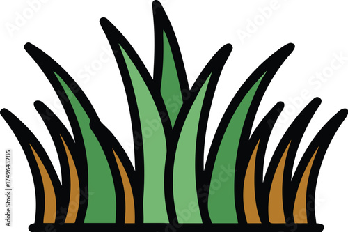 Cartoon grass patch vector image for lawn care and garden design ideas eps silhouette