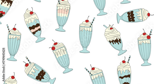 A delightful pattern of delicious milkshakes and creamy desserts.