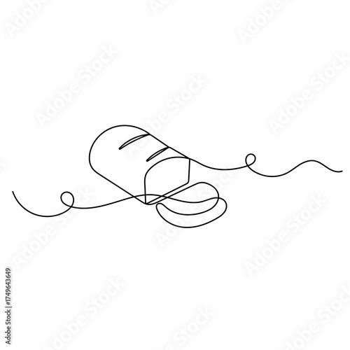 Long loaf bread icon  continuous one line drawing  outline vector illustration