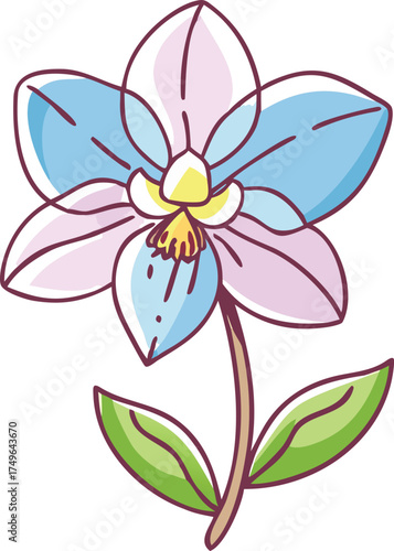 Beautiful blue orchid flower drawing vector illustration design art eps silhouette